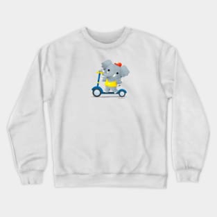 Elephant on Scooter Crewneck Sweatshirt